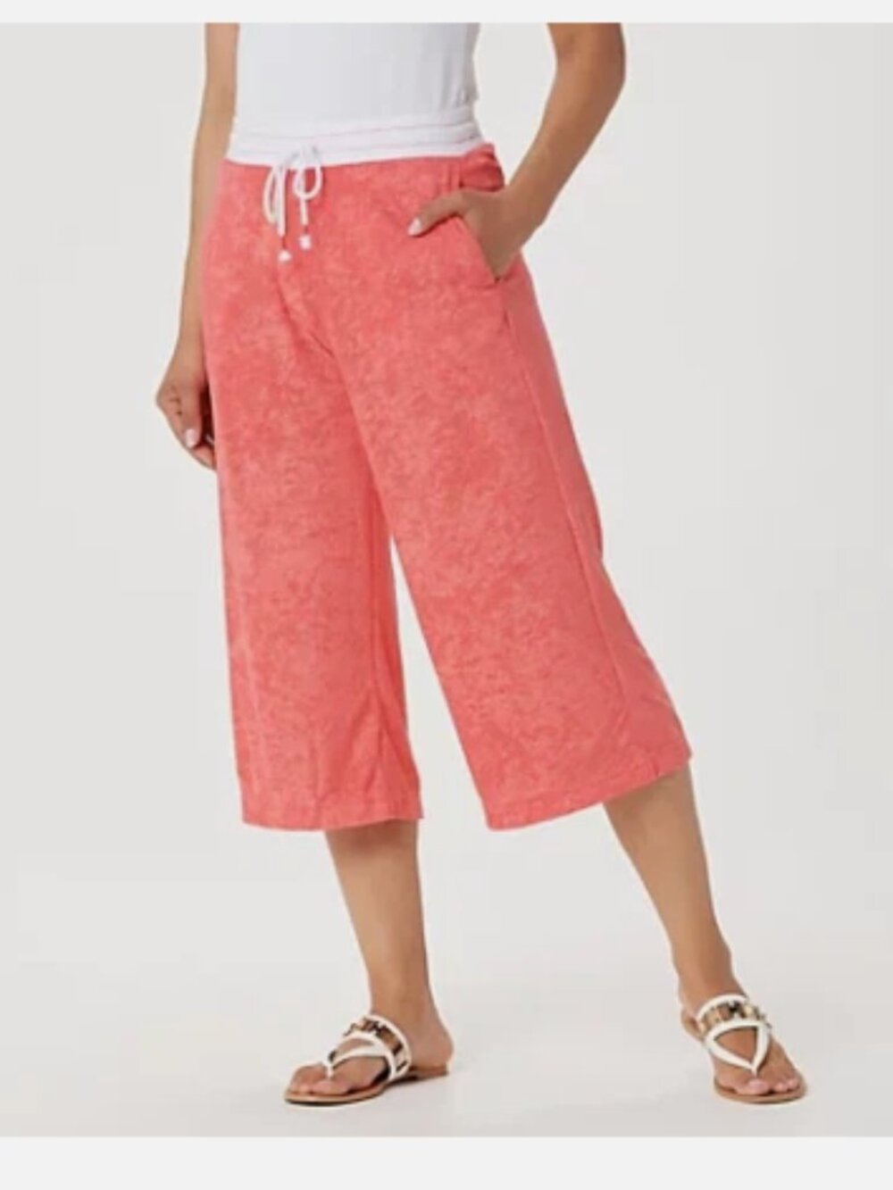 Cuddl Duds Sun Baby Terry Gaucho Pants-Coral-Small-NEW-A346878